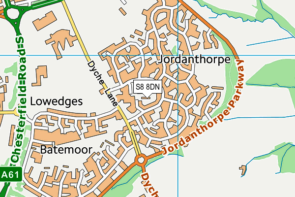 S8 8DN map - OS VectorMap District (Ordnance Survey)