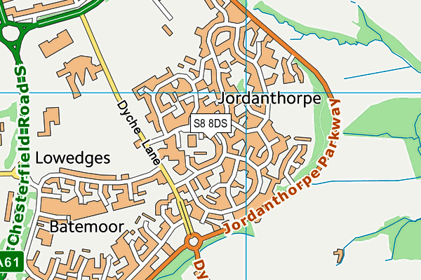 S8 8DS map - OS VectorMap District (Ordnance Survey)
