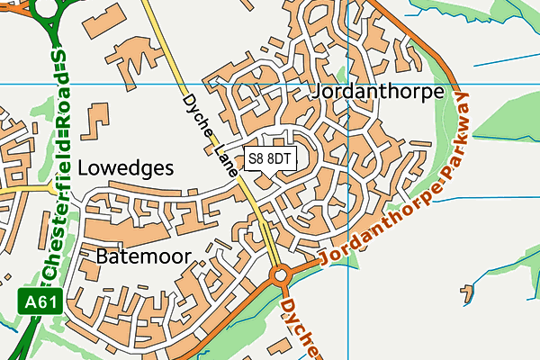 S8 8DT map - OS VectorMap District (Ordnance Survey)