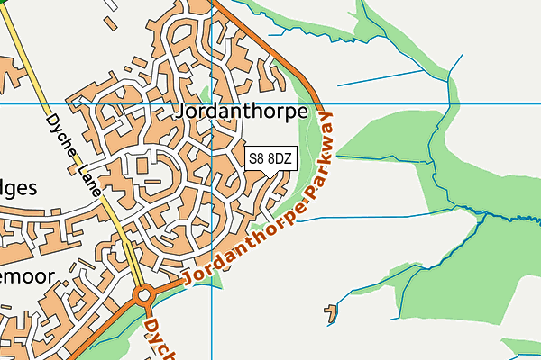 S8 8DZ map - OS VectorMap District (Ordnance Survey)