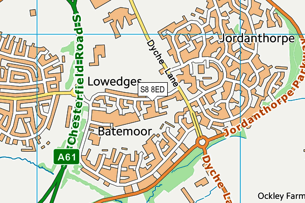 S8 8ED map - OS VectorMap District (Ordnance Survey)