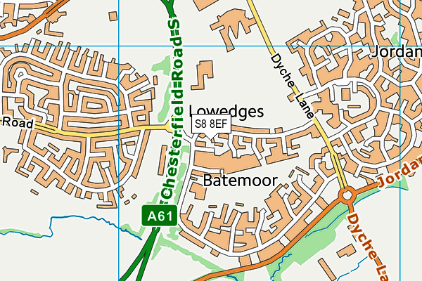 S8 8EF map - OS VectorMap District (Ordnance Survey)