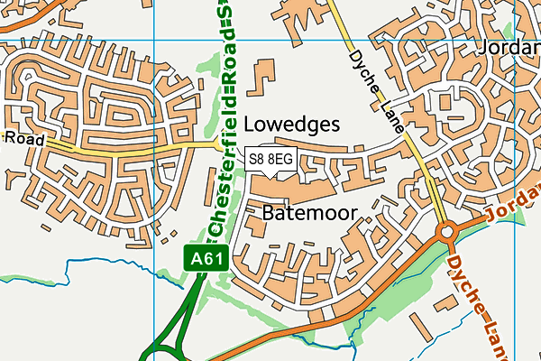 S8 8EG map - OS VectorMap District (Ordnance Survey)