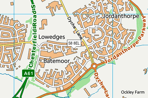 S8 8EL map - OS VectorMap District (Ordnance Survey)