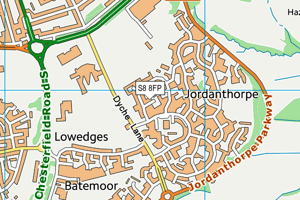 S8 8FP map - OS VectorMap District (Ordnance Survey)