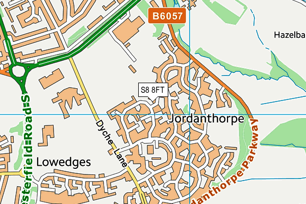 S8 8FT map - OS VectorMap District (Ordnance Survey)