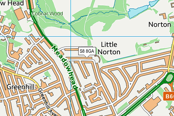 S8 8GA map - OS VectorMap District (Ordnance Survey)