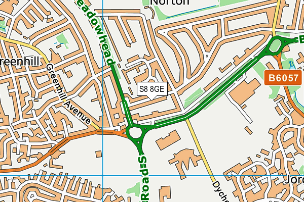 S8 8GE map - OS VectorMap District (Ordnance Survey)