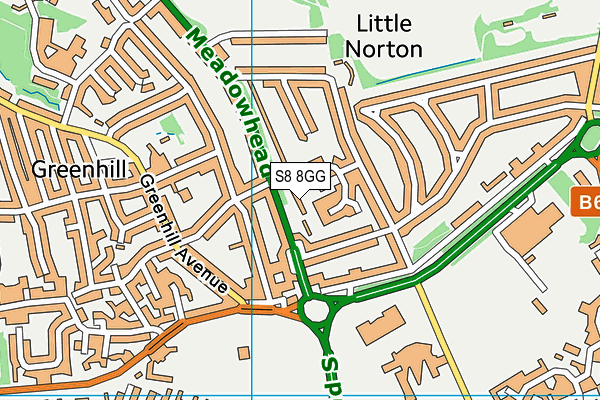 S8 8GG map - OS VectorMap District (Ordnance Survey)