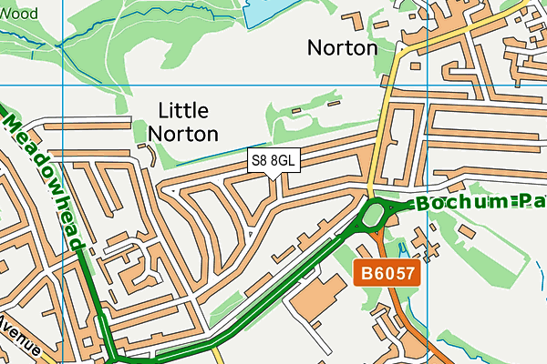 S8 8GL map - OS VectorMap District (Ordnance Survey)