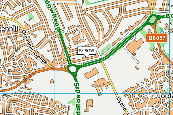 S8 8GW map - OS VectorMap District (Ordnance Survey)