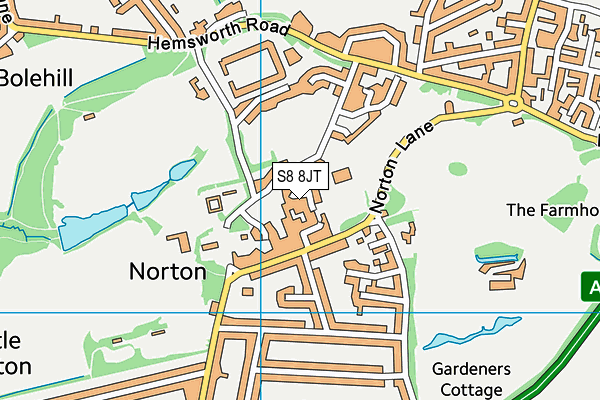 S8 8JT map - OS VectorMap District (Ordnance Survey)