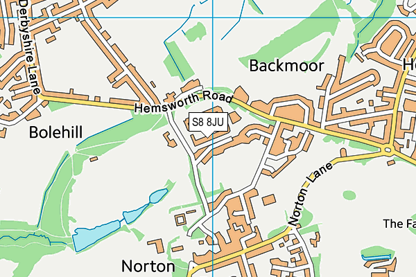 S8 8JU map - OS VectorMap District (Ordnance Survey)