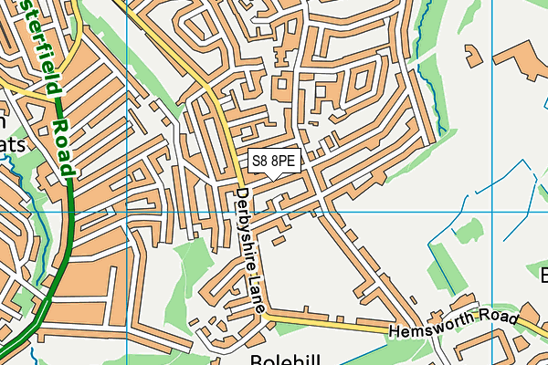 S8 8PE map - OS VectorMap District (Ordnance Survey)