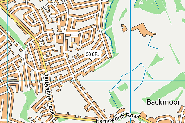 S8 8PJ map - OS VectorMap District (Ordnance Survey)