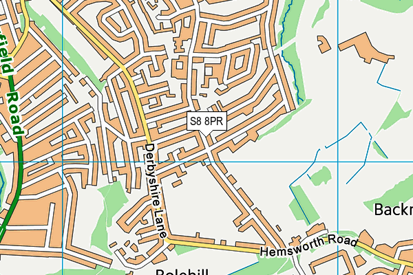 S8 8PR map - OS VectorMap District (Ordnance Survey)
