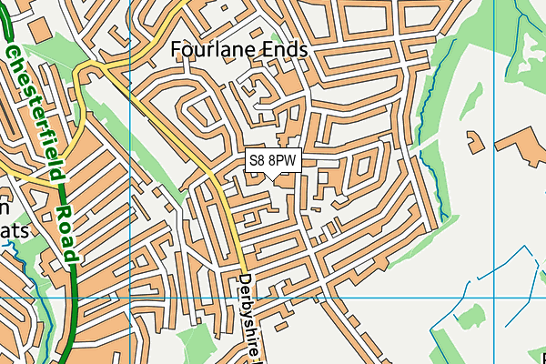 S8 8PW map - OS VectorMap District (Ordnance Survey)