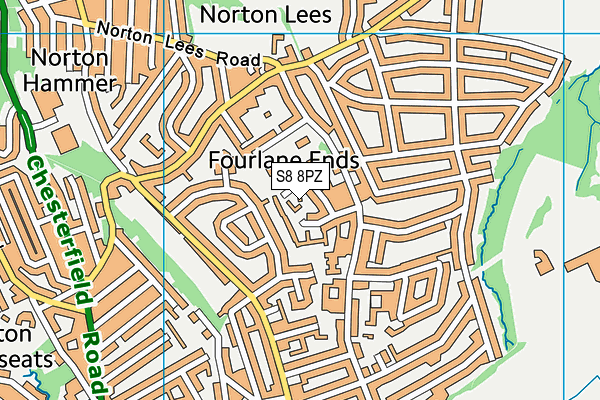 S8 8PZ map - OS VectorMap District (Ordnance Survey)