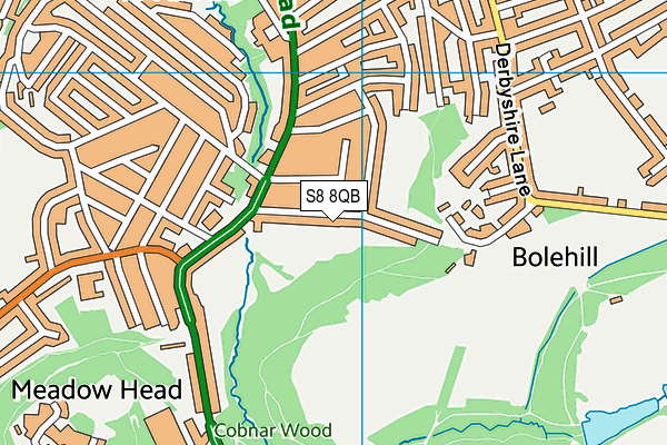 S8 8QB map - OS VectorMap District (Ordnance Survey)