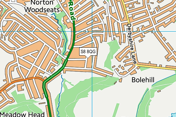 S8 8QG map - OS VectorMap District (Ordnance Survey)