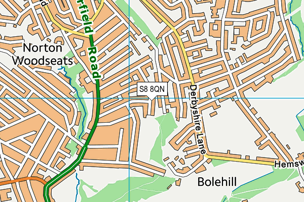 S8 8QN map - OS VectorMap District (Ordnance Survey)