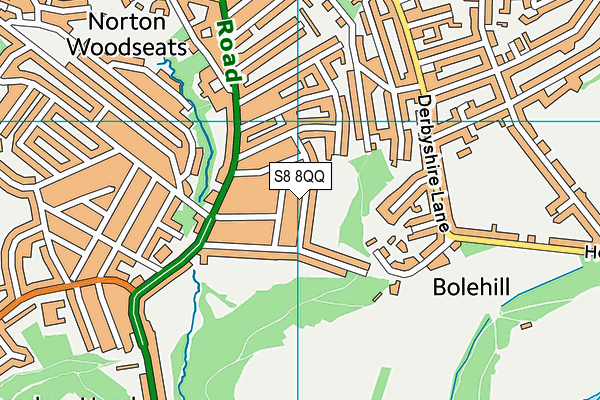 S8 8QQ map - OS VectorMap District (Ordnance Survey)