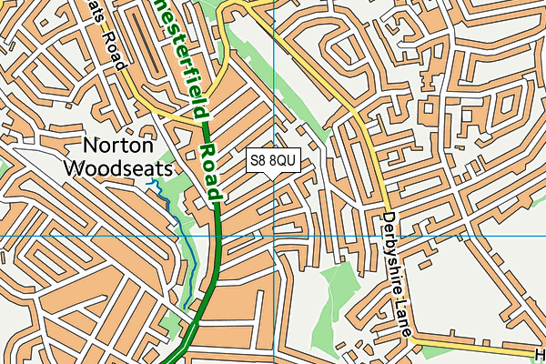 S8 8QU map - OS VectorMap District (Ordnance Survey)