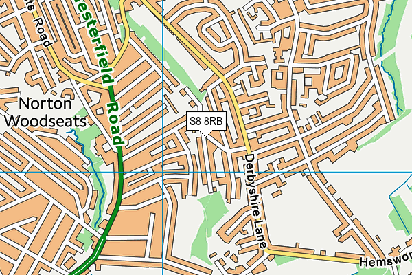 S8 8RB map - OS VectorMap District (Ordnance Survey)