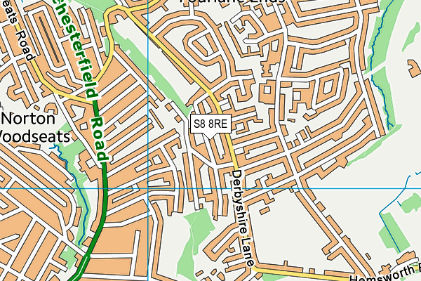 S8 8RE map - OS VectorMap District (Ordnance Survey)