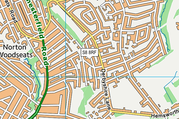 S8 8RF map - OS VectorMap District (Ordnance Survey)