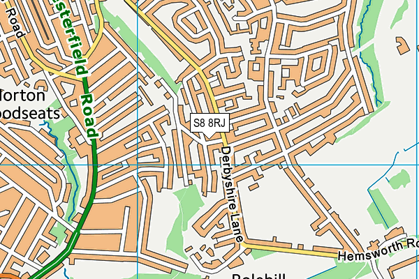 S8 8RJ map - OS VectorMap District (Ordnance Survey)