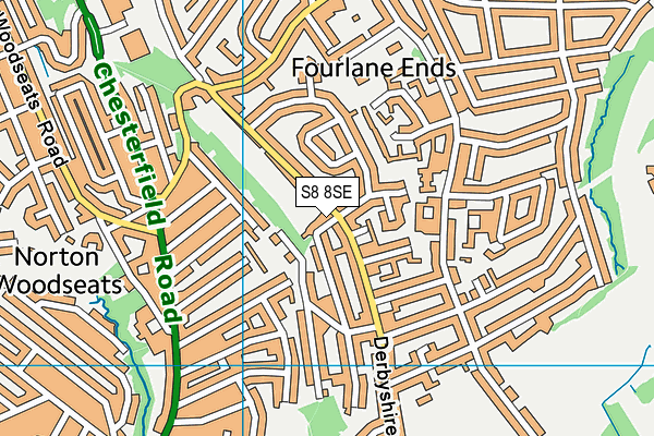 S8 8SE map - OS VectorMap District (Ordnance Survey)