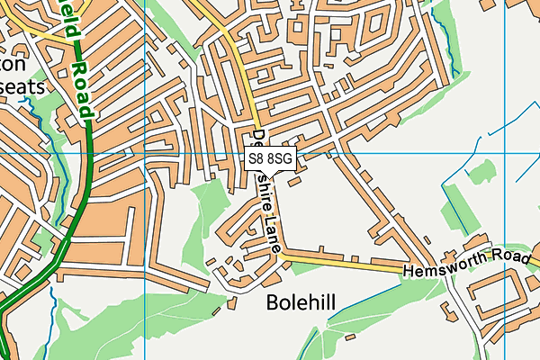 S8 8SG map - OS VectorMap District (Ordnance Survey)