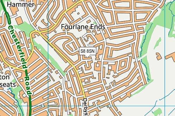 S8 8SN map - OS VectorMap District (Ordnance Survey)