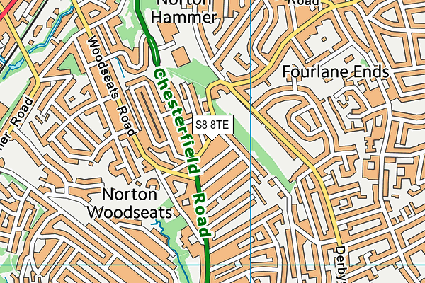 S8 8TE map - OS VectorMap District (Ordnance Survey)