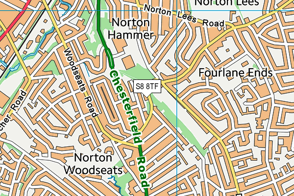 S8 8TF map - OS VectorMap District (Ordnance Survey)
