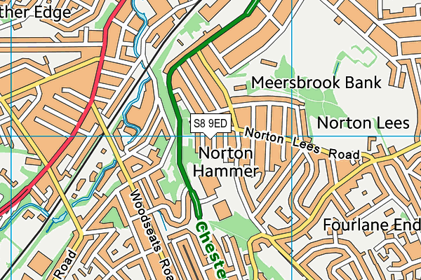 S8 9ED map - OS VectorMap District (Ordnance Survey)