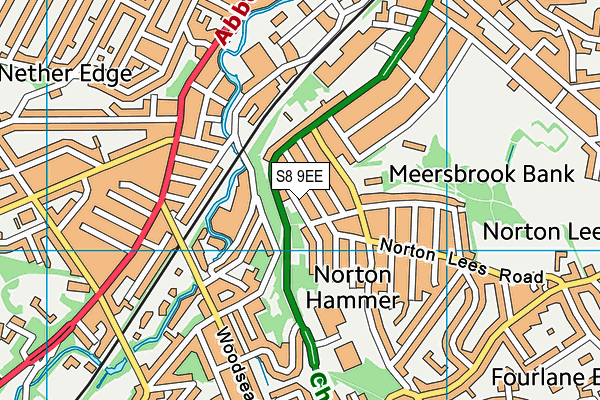 S8 9EE map - OS VectorMap District (Ordnance Survey)