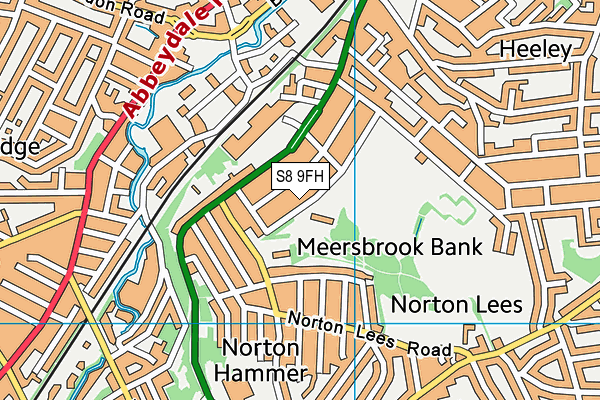 S8 9FH map - OS VectorMap District (Ordnance Survey)