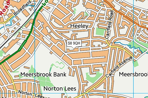 S8 9QH map - OS VectorMap District (Ordnance Survey)