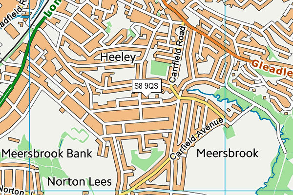 S8 9QS map - OS VectorMap District (Ordnance Survey)