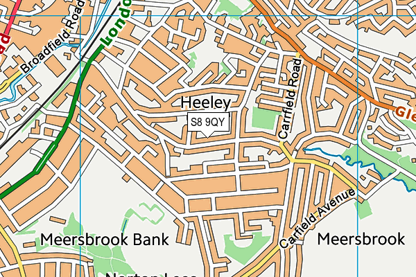 S8 9QY map - OS VectorMap District (Ordnance Survey)