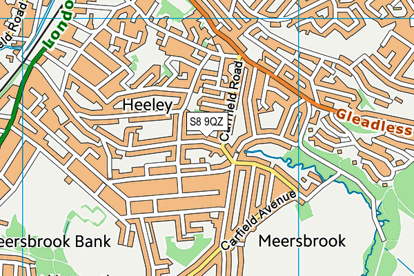 S8 9QZ map - OS VectorMap District (Ordnance Survey)