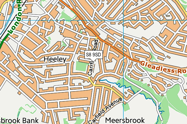 S8 9SD map - OS VectorMap District (Ordnance Survey)