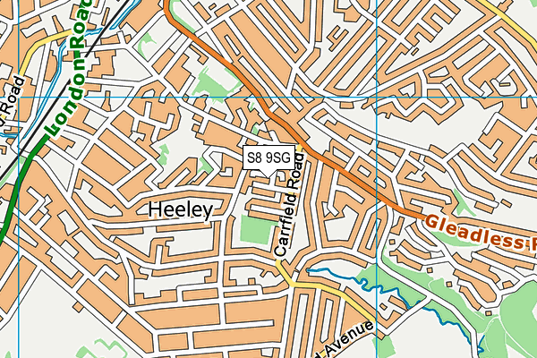 S8 9SG map - OS VectorMap District (Ordnance Survey)