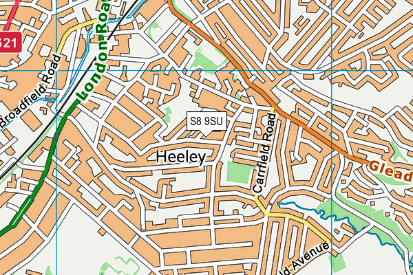 S8 9SU map - OS VectorMap District (Ordnance Survey)