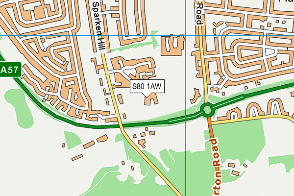 Sparken Hill Academy map (S80 1AW) - OS VectorMap District (Ordnance Survey)