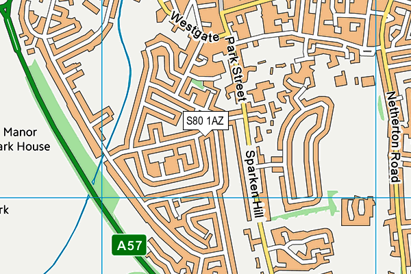 S80 1AZ map - OS VectorMap District (Ordnance Survey)