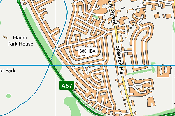 S80 1BA map - OS VectorMap District (Ordnance Survey)