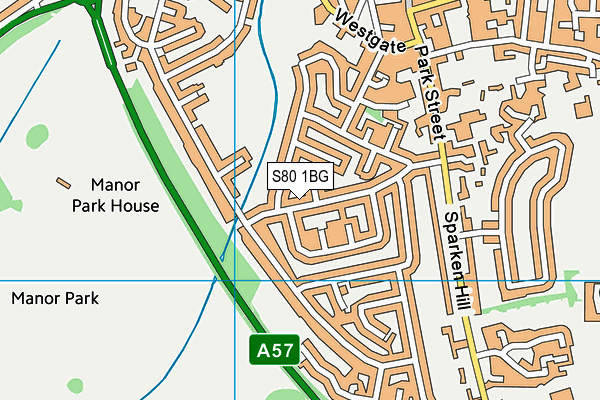 S80 1BG map - OS VectorMap District (Ordnance Survey)
